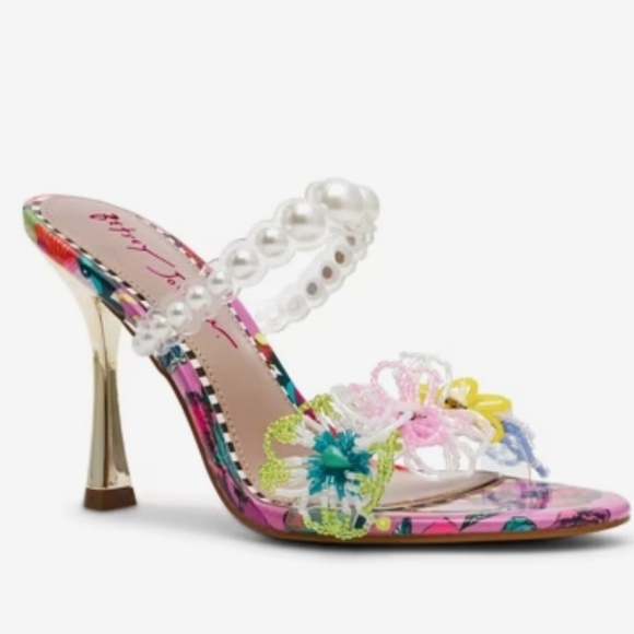 💕🔹️Betsey Johnson🔹️berry Multi Goldiee embellished Heeled Sandals - Picture 5 of 8